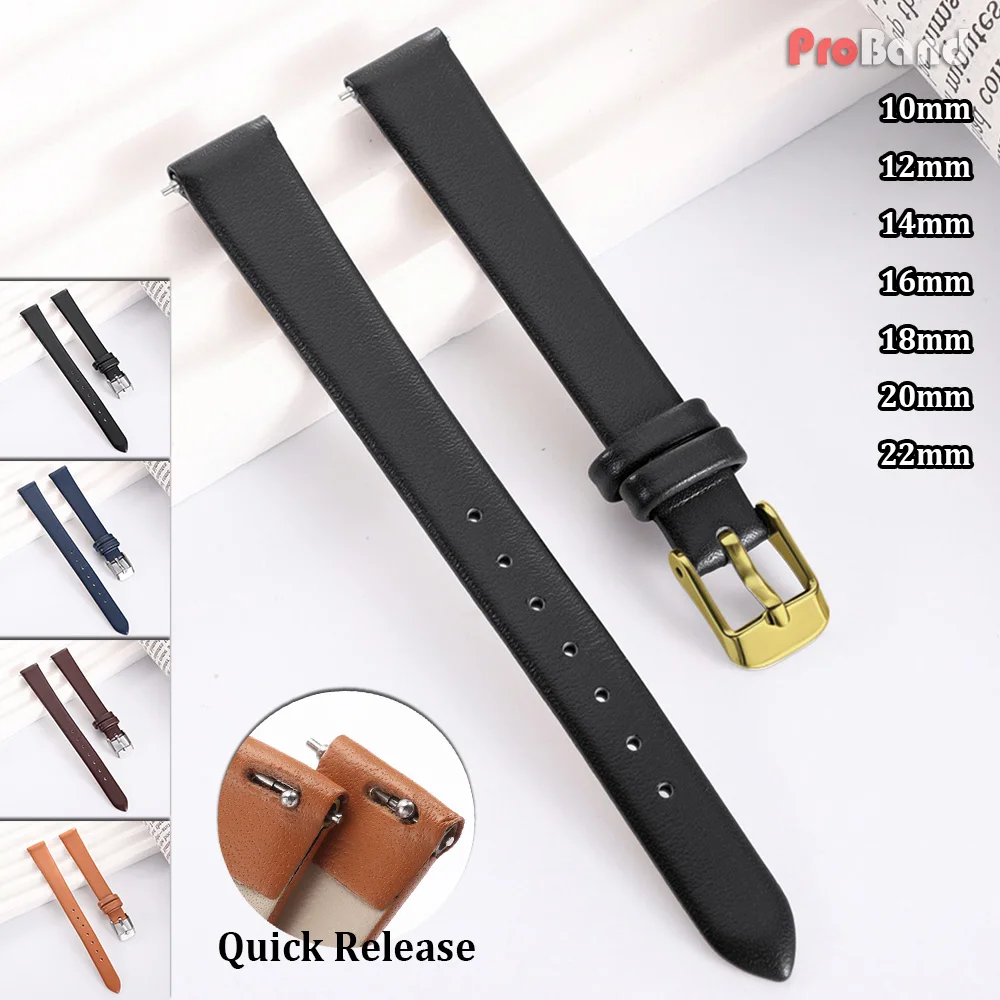 Thin Calfskin Leather Watchband 10mm 12mm 14mm 16mm 18mm 20mm 22mm for Seiko for DW Daniel Wellington Watch Strap Women Men Band