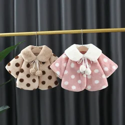 New Winter Coat for Baby Girls Sweet Polka Dot Big Collar  Warm and Windproof Woolen Sweater Suitable for 0-3 Years Old