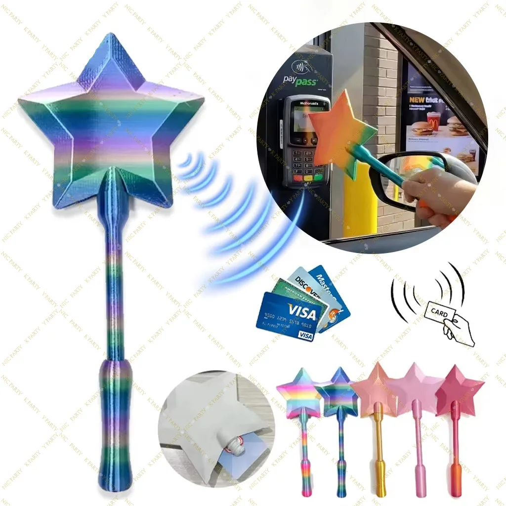 Funny Magic Wand Credit Card Holder with Tap Payment Portable Cute Star Wand Style Stand Colorful Novelty Party Gift 3D Printed