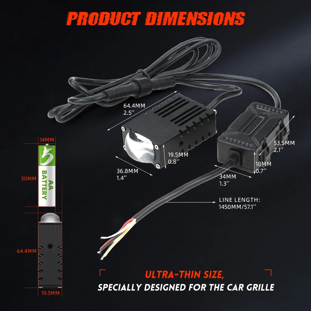 3인치 프로젝터 렌즈 슬림 전면 오프로드 미니 스팟 LED 라이트 안개등 SUV 차량용 브래킷 범퍼 불바 그릴 포함