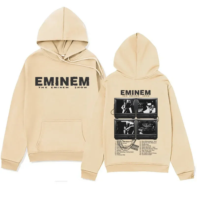 Men\'s and women\'s hooded sweatshirts large streetwear with rapper Eminem prints music albums world tour gifts hip-hop style