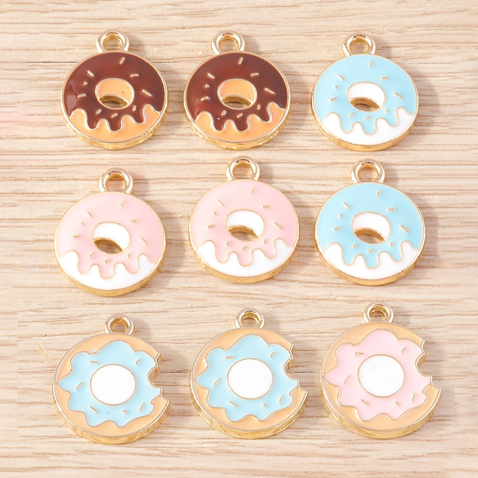 

Tusember 10pcs/set Enamel Sweet Cookie Donuts Charms For Drop Earring Bracelet DIY Jewelry Making Accessories Handmade Craft