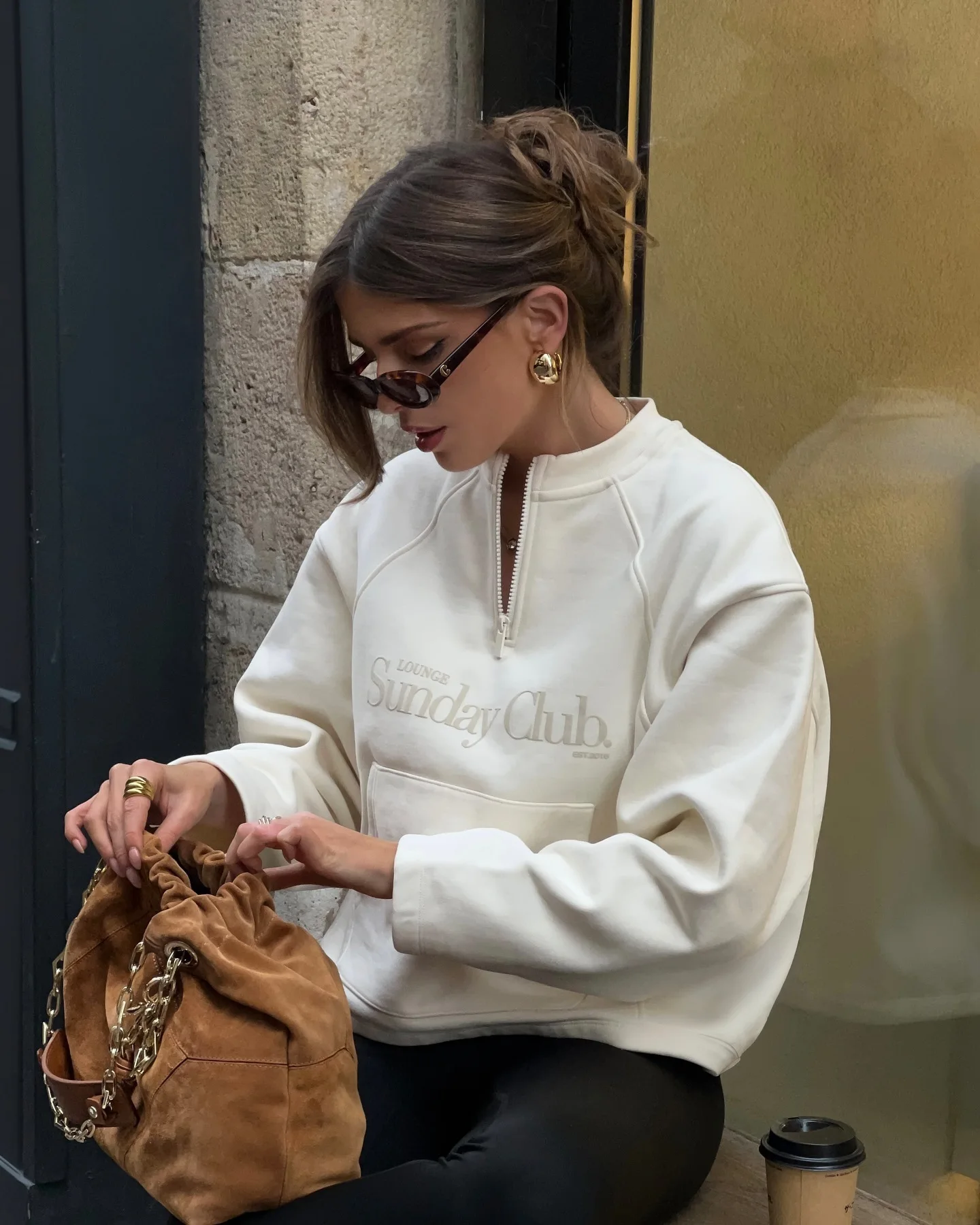 سترة نسائية لخريف 2025 بياقة دائرية من قماش تيري نصف سحاب سترة راجلان كم متعددة الاستخدامات معطف بلوفر #6