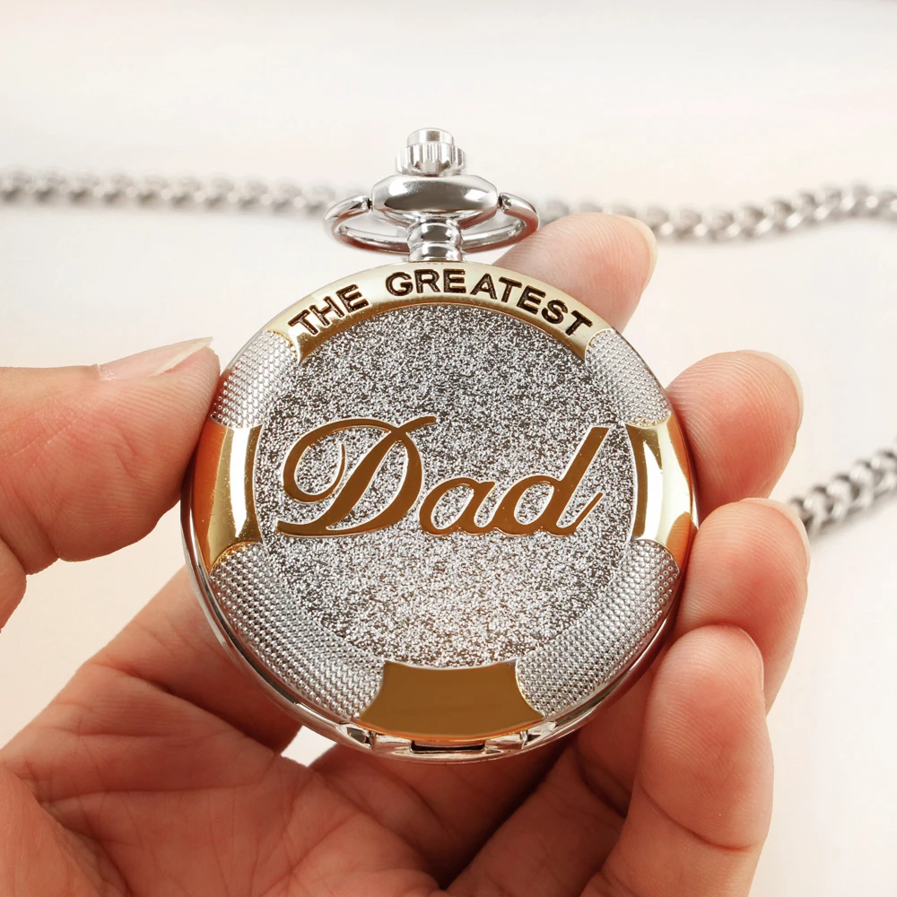 Orologio da tasca da uomo al quarzo personalizzato con Design "papà" argento regalo di compleanno retrò per papà