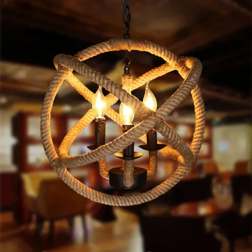 Industrial Rústico Pendant Lights, Suspended Luminaire, Hemp Rope, Lâmpada Interior, Para Sala, Hanging Rope Lights for Living, Dining and Home