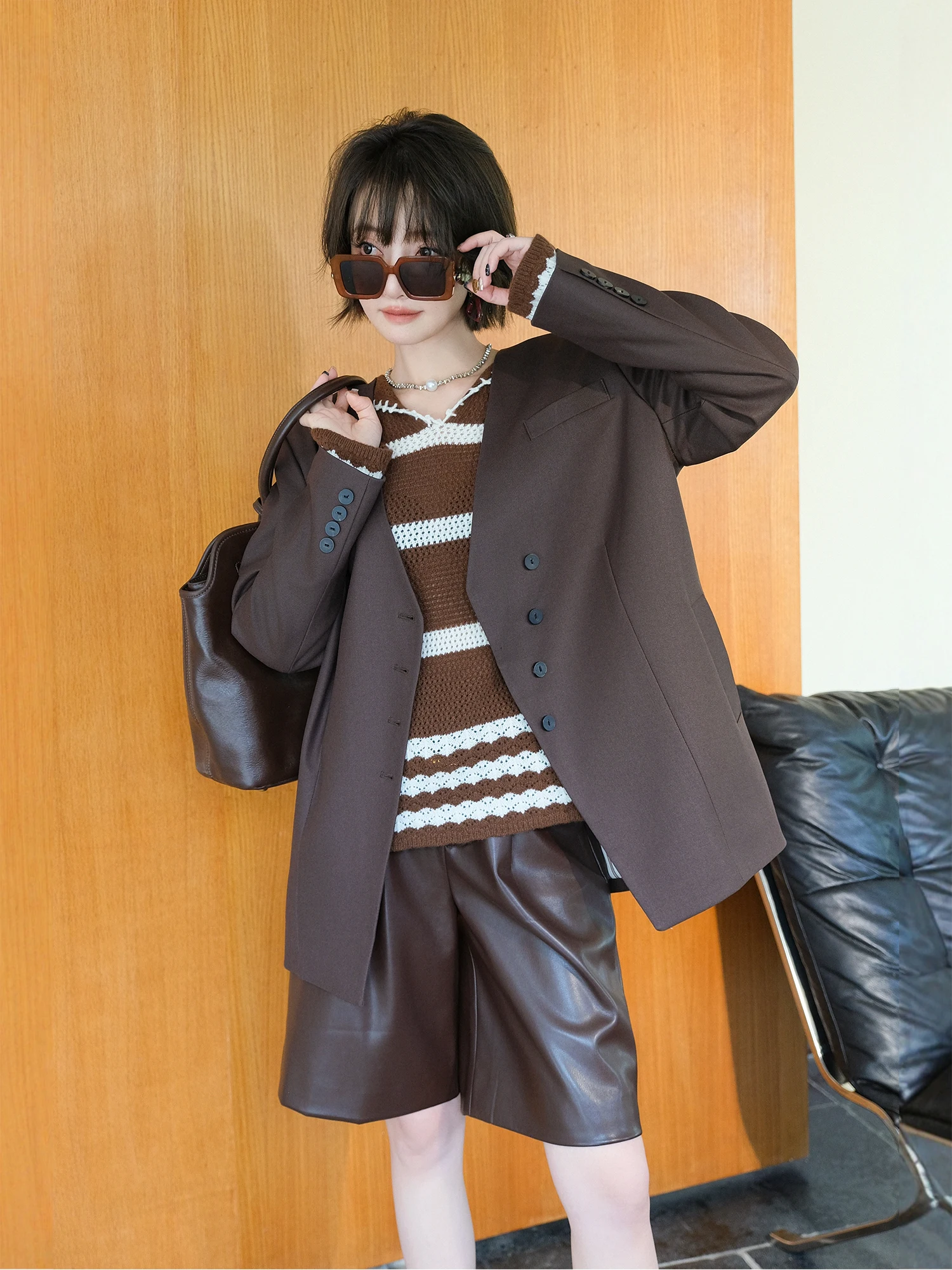 

Пальто MIUCO из австралийской шерсти и лиоцелла для женщин: повседневное, с отложным воротником, на одной пуговице, с длинными рукавами