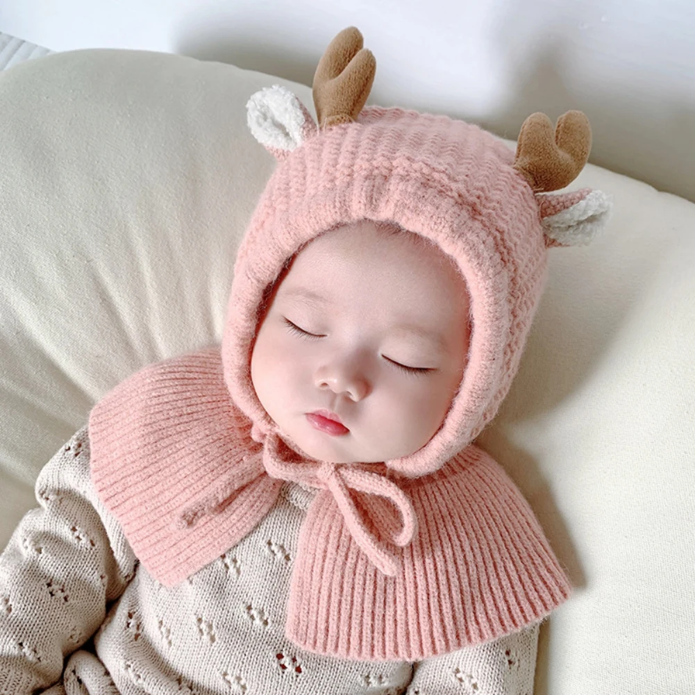 

Kids Earflap Cap Warm Knitted Baby Hat Toddler Girl Thickened Scarf Cap Windproof Ear Neck Protection Cap Infant Baby Beanie