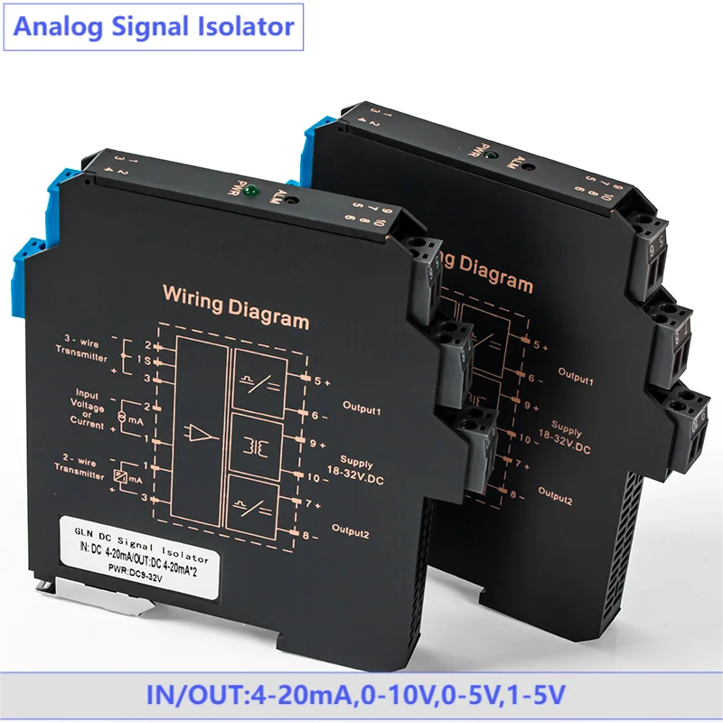 DC Signal Isolator 4-20mA to 0-10V 0-5V Ultra-thin 1 in 1 out Galavanic Signal Converter 0-10V to 4-20mA 0-5V 1-5V