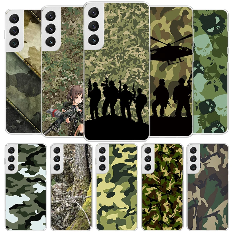 Camouflage Military Cover Phone Case For Samsung Galaxy S24 Ultra S23 S22 S21 S20 FE S10 Plus S10E S9 S8 + Soft Fundas Shell