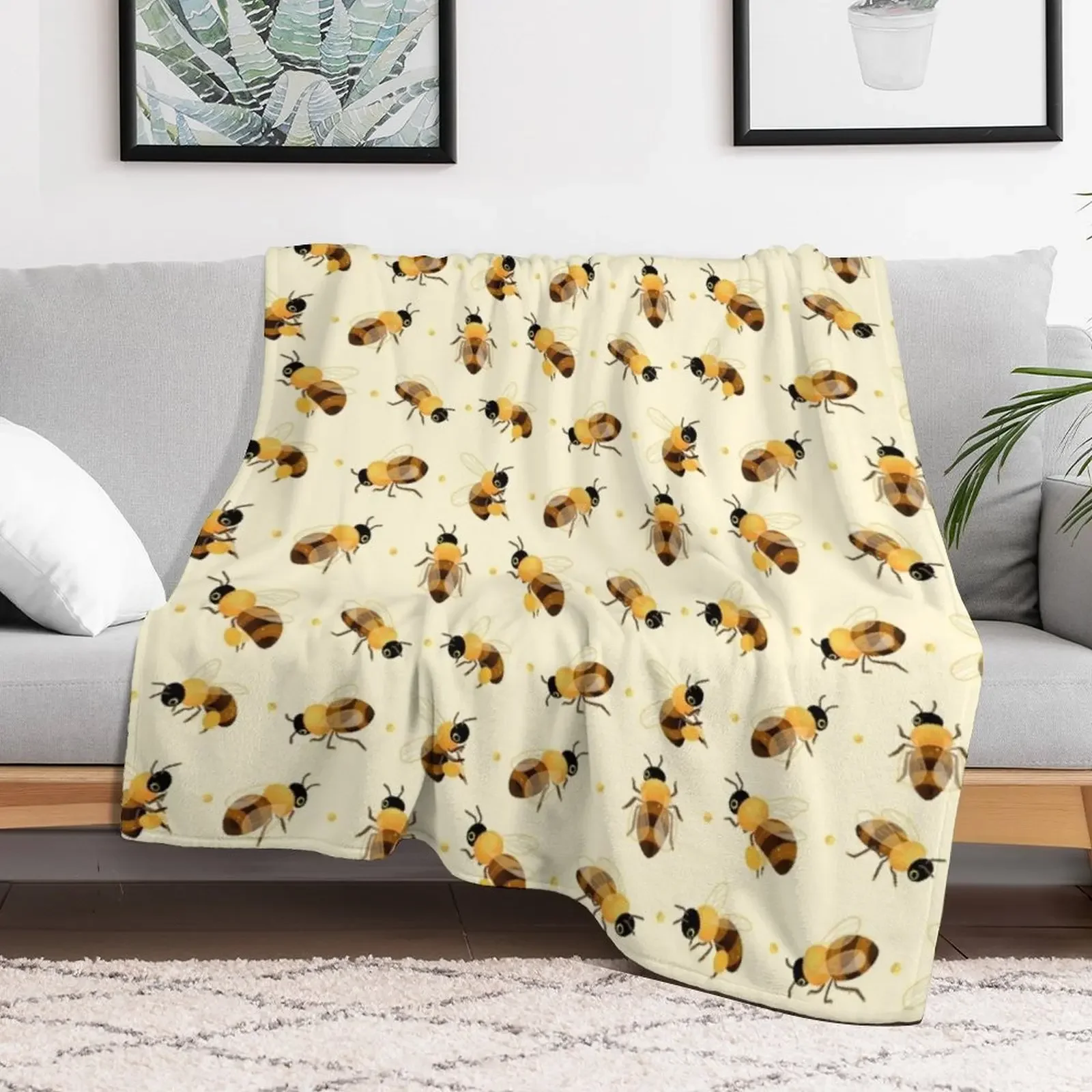 Honey bees Throw Blanket Stain Resistant Cozy Warm Blanket