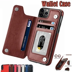 Leather Wallet Back Case for iPhone 11 12 13 Pro Max Mini XR XS 8 7 6s 6 Plus SE 2020 5S 5 Card Slots Holder Flip Cover Magnetic