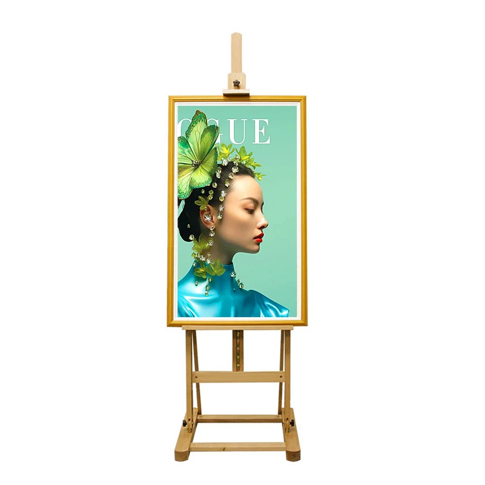 Innovative Stylish Wooden Frame Indoor Portable Wall Mount Advertising display 23.8 Inch LCD Screen Video Photo Digital Signage