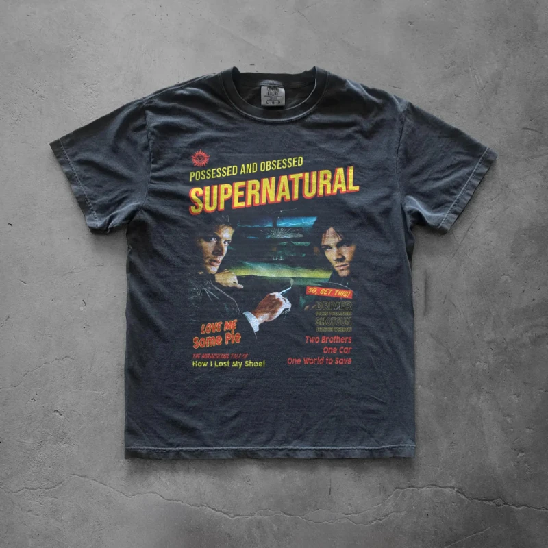 Supernatural Vintage Graphic T-Shirt | Winchester Brothers TV Series Tee | Retro Horror Shirt