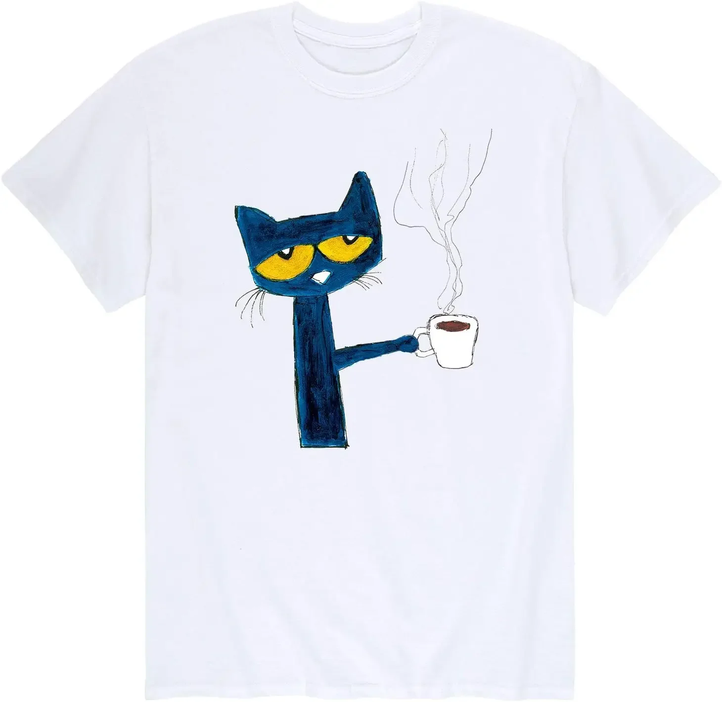 Pete the Cat - with Coffee - Men's Tees High Quality 100%Cotton Short Sleeve