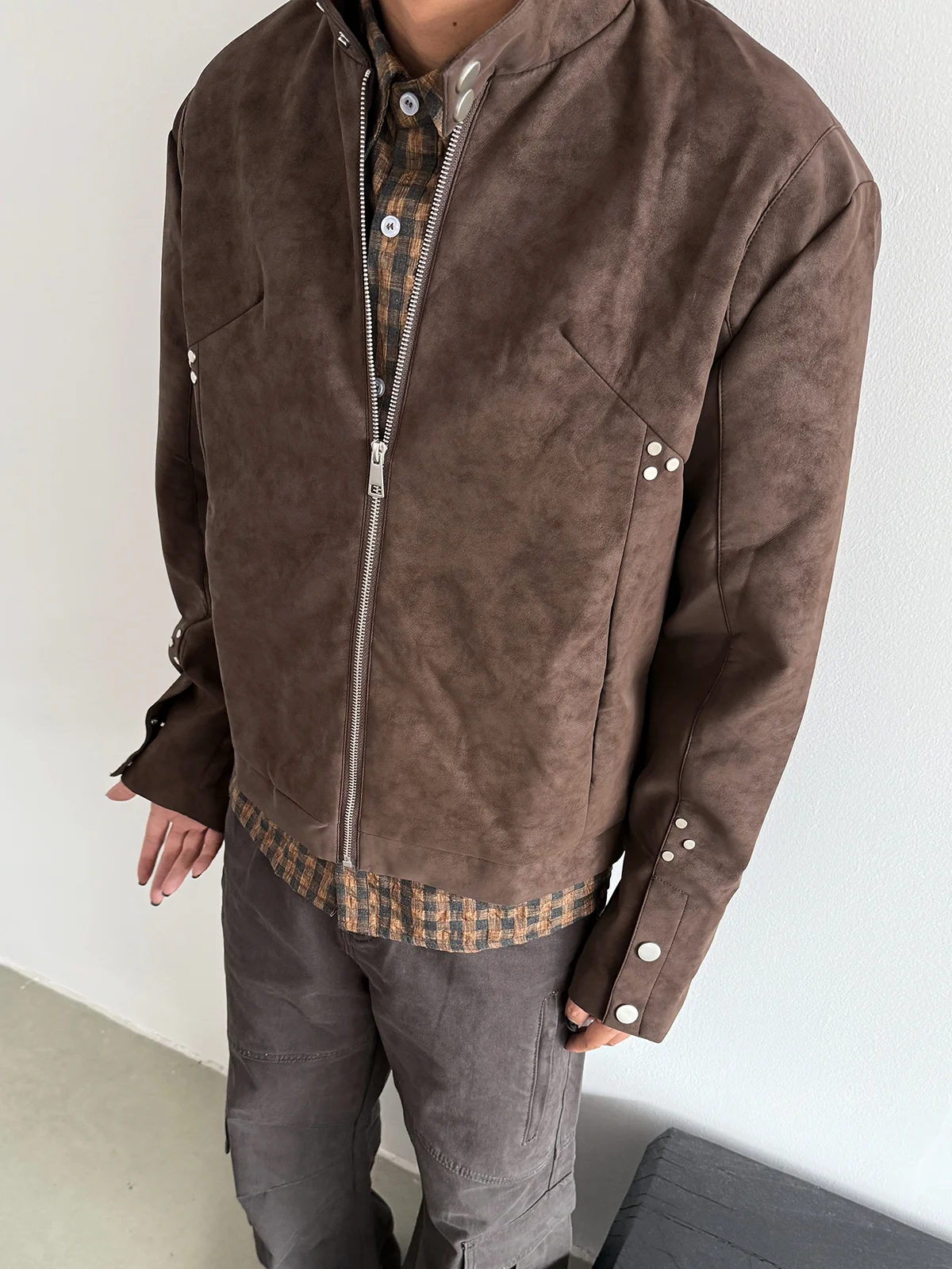 

Американское ретро-крашивание Jaet Cleanfit, осень-зима, широкое замшевое пальто, молодежное модное мужское пальто с прямым подолом и застежкой-молнией