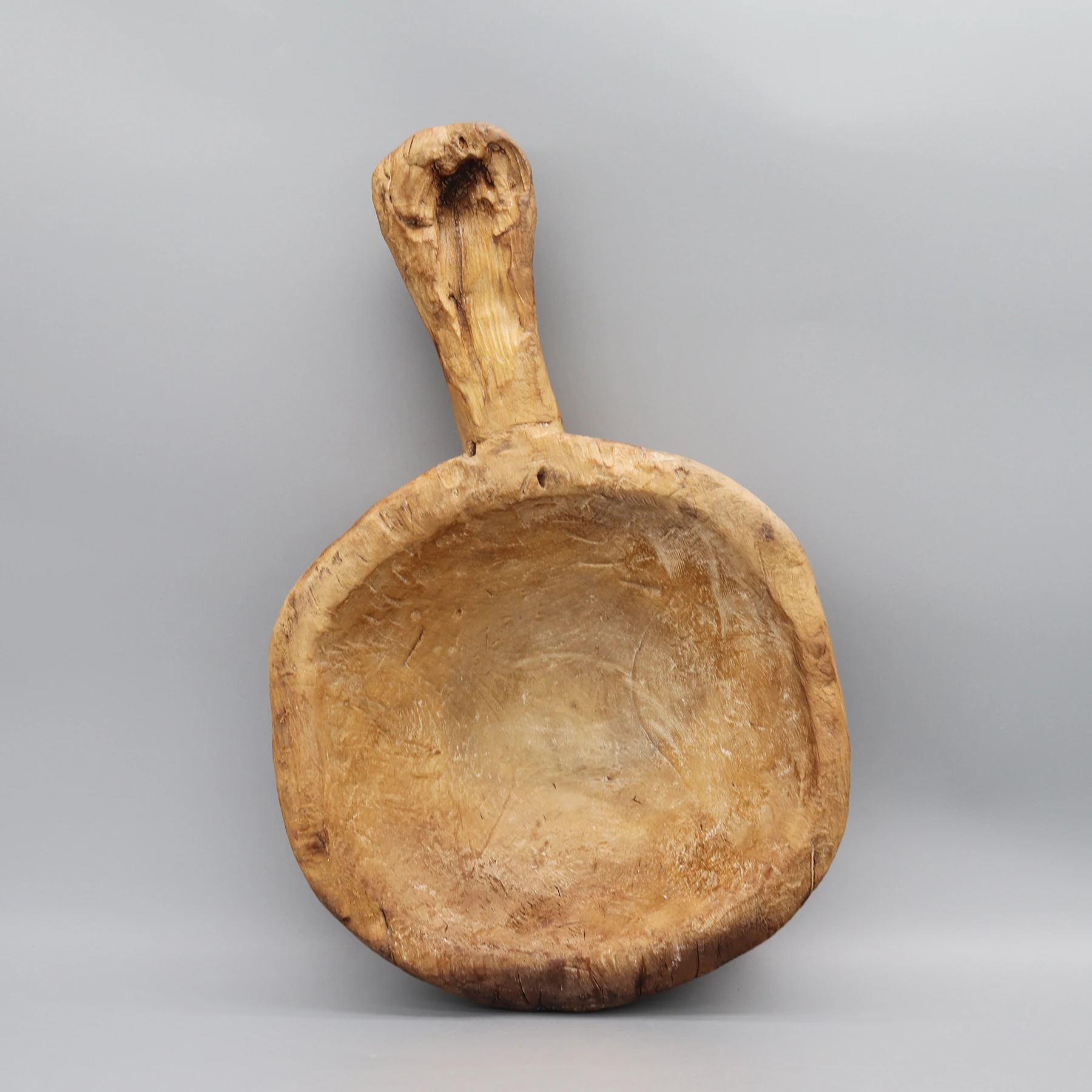 Old Wooden Scoop, Solid Wood Bowl, Plant Pot, Home Decoration