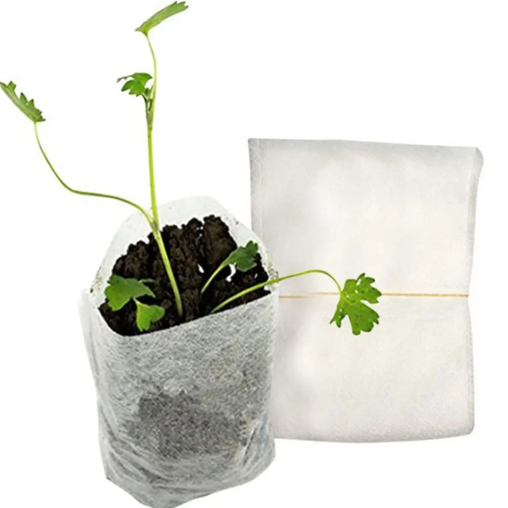 

200pcs Seedling Non-Woven Biodegradable Thickened Plant Grow Bags Breathable Waterproof For Garden Nursery Use Fabric Pots