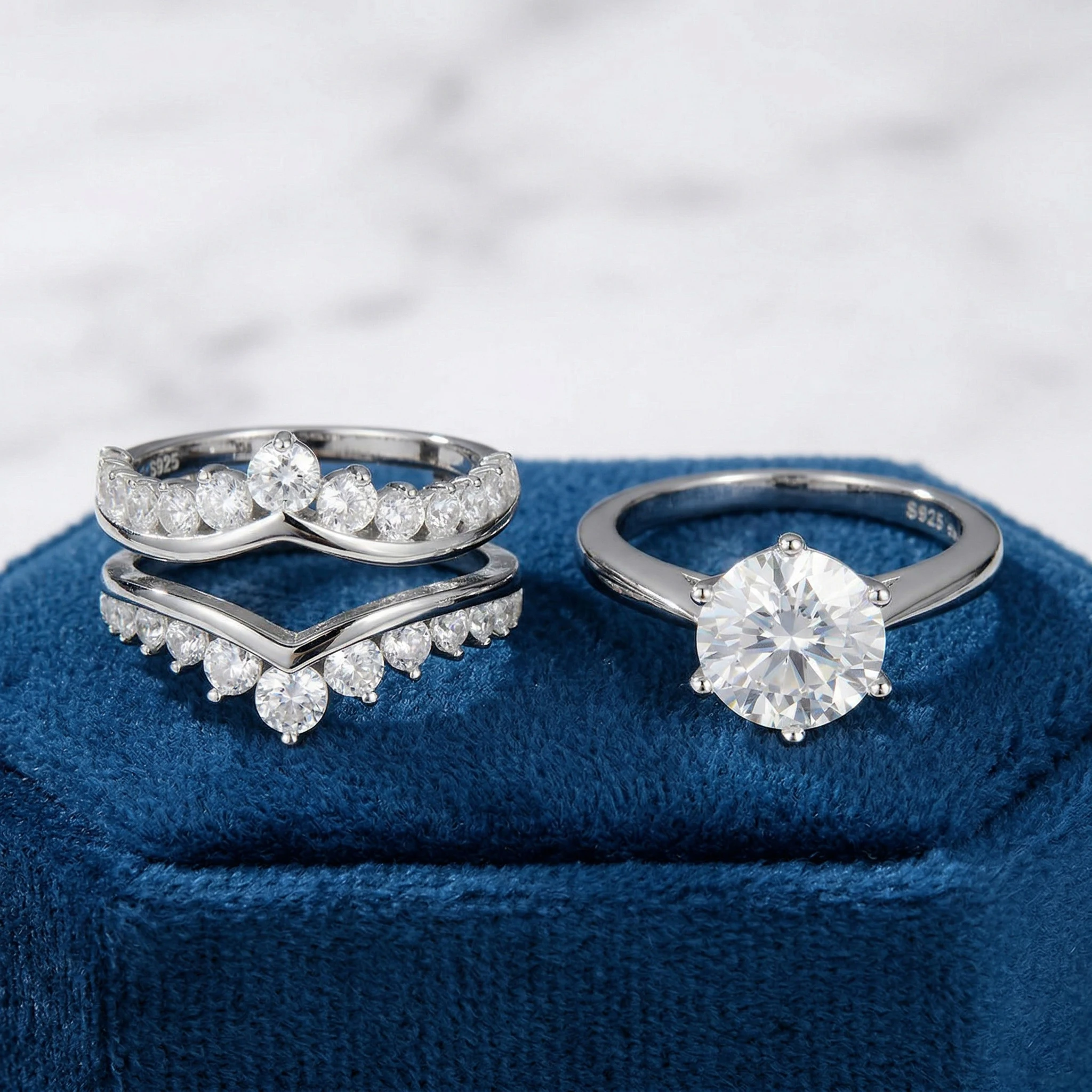 Set Cincin Mahkota Moissanite - Moissanite Engagement Ring 2 Carat D Vvs1 ulasan dan harga