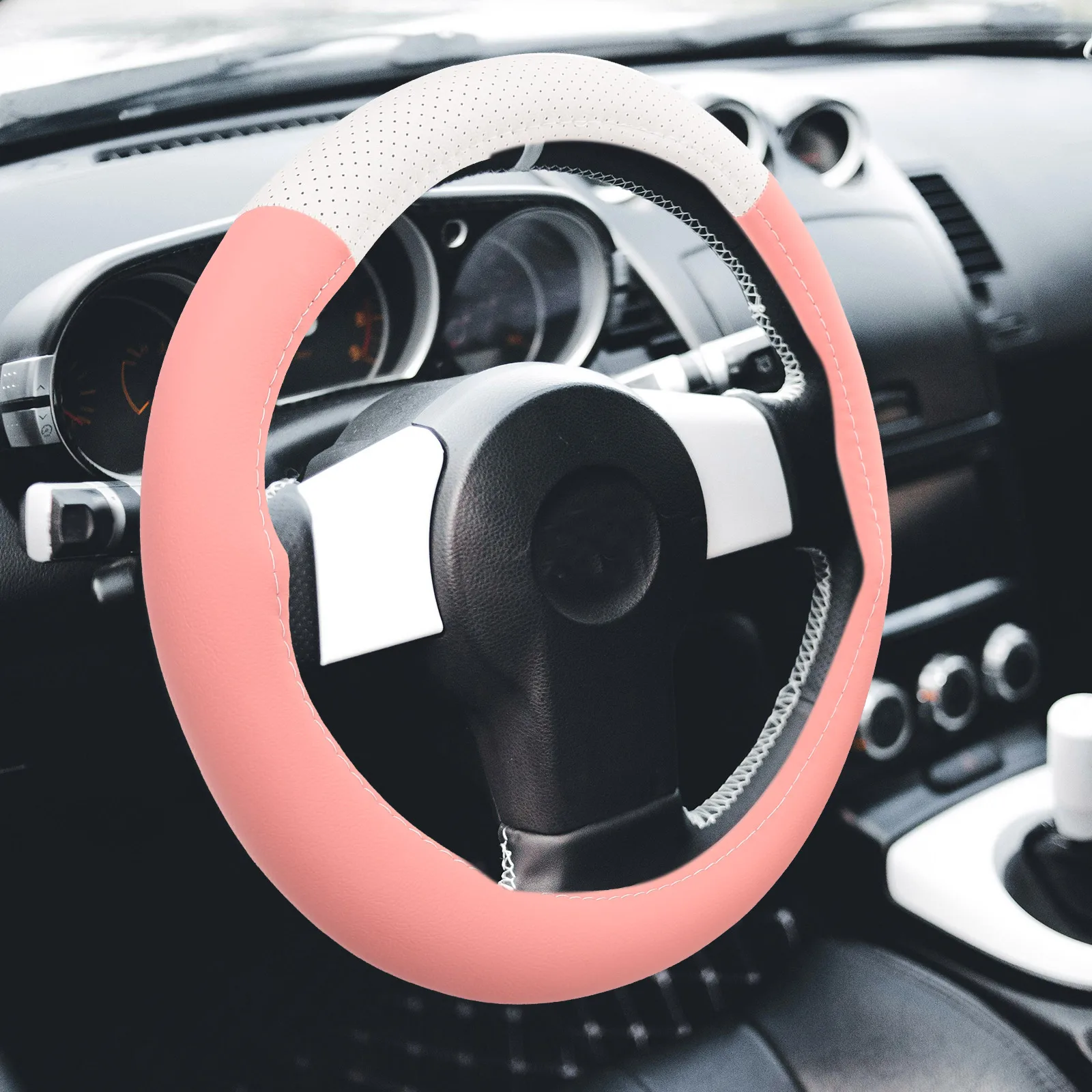 

Steering Wheel Cover Summer Anti Slip Sweat Absorbent Round Shape Women Car Vehicle Non Skid Decorative Polyester Heat Resistant
