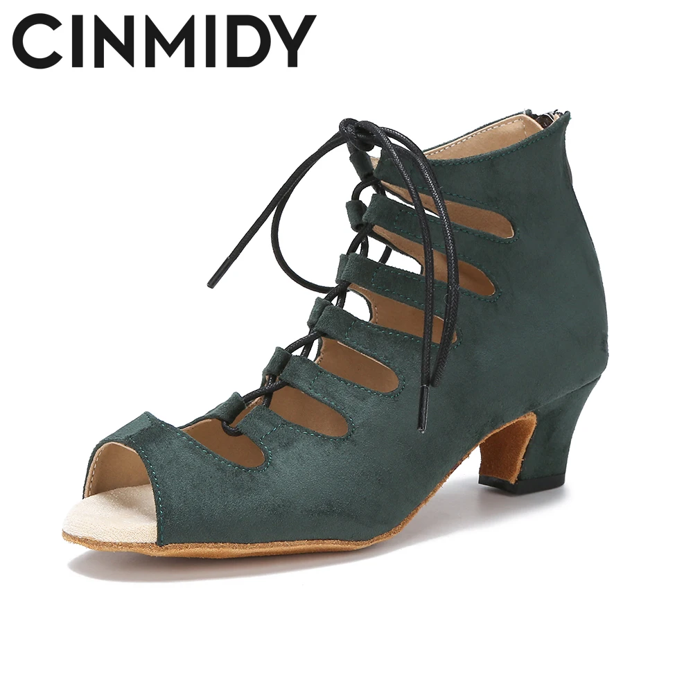 CINMIDY Dance Shoes For Women Latin Dance Shoes Tango Salsa Rumba Ballroom Dance Boots Party Performance Shoes Ladies High Heels