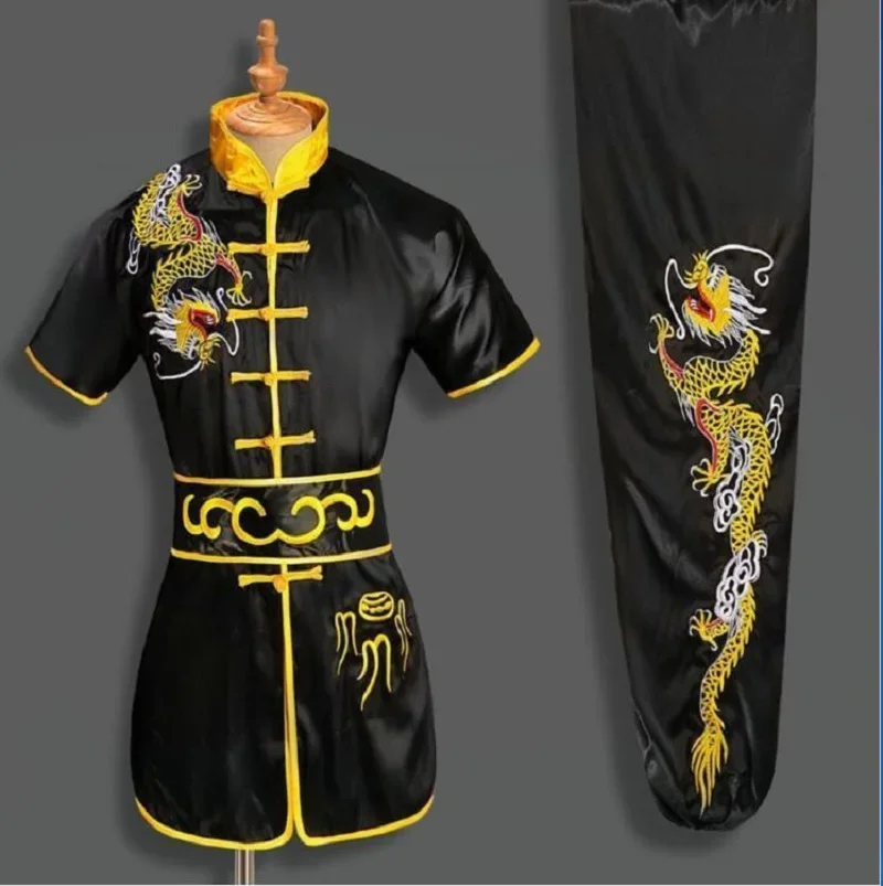 Gran oferta, nuevo estilo chino, traje bordado de dragón Kung Fu para hombres y mujeres, uniforme de Tai chi Wushu, chaqueta deportiva para exteriores, conjuntos de pantalones