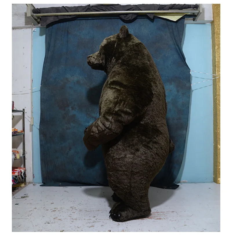 2.6M Inflatable Coffee Bear Cosplay Costume Blowing Up Brown Bear Costume Mascot Performance Props Full Body Costumes Farm