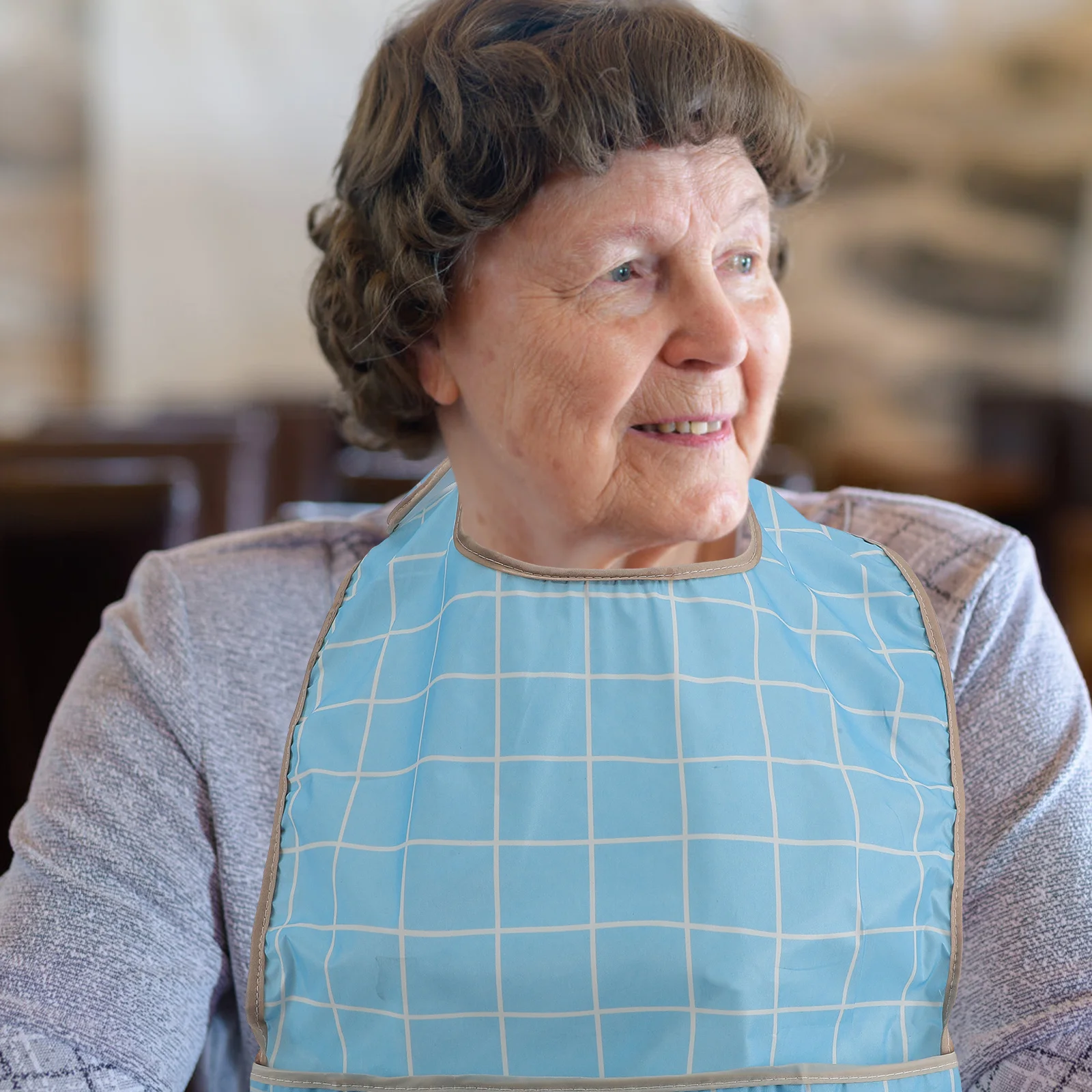 

2pcs Waterproof Silicone For Adults Reusable Adjustable Eating Apron For Elderly Large Covering Oil-Proof Polyester Pinafore