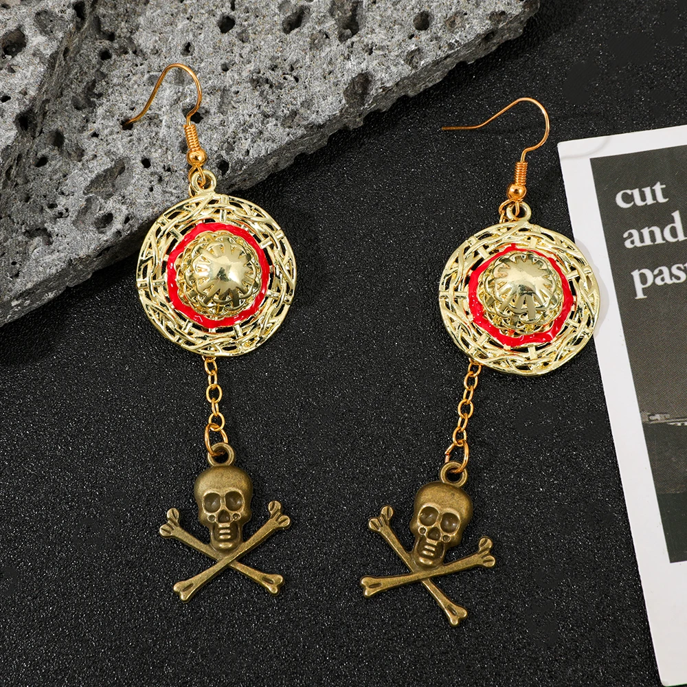 Anime Luffy Hat Earrings, Unisex Cosplay Accessories