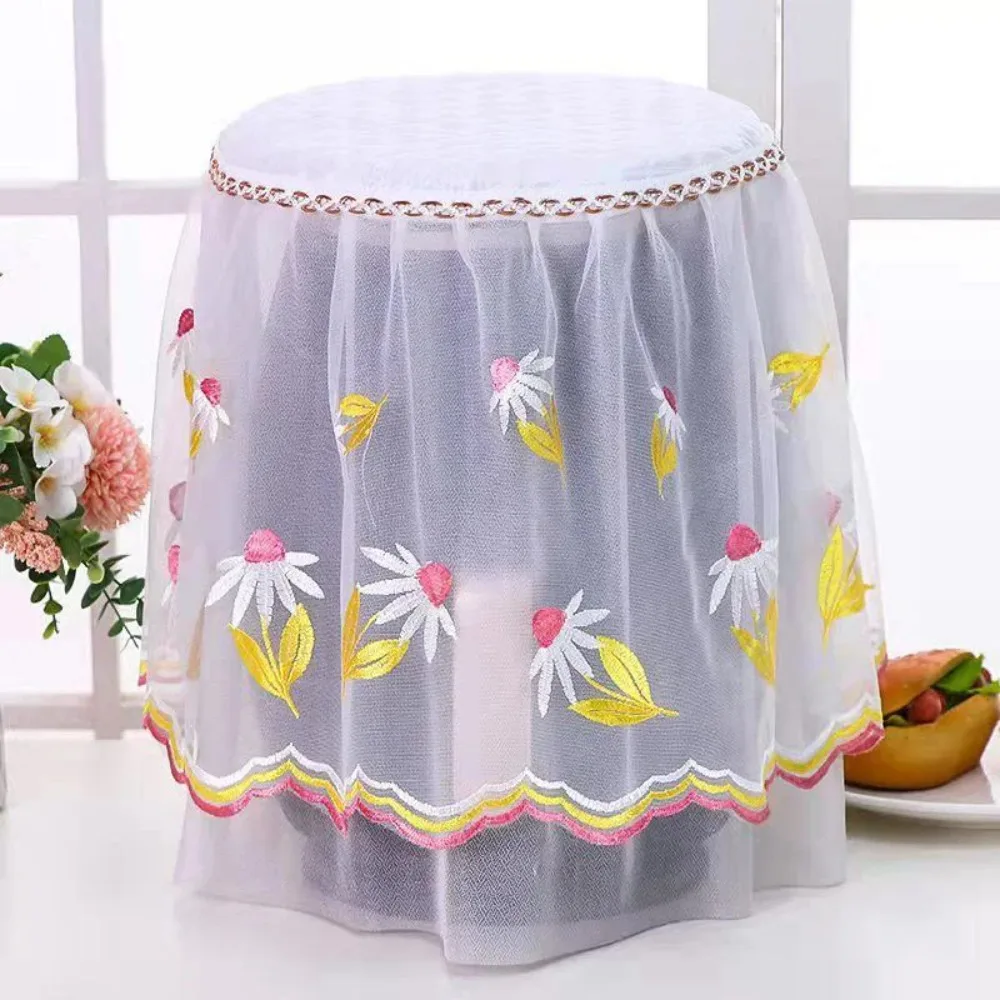 Multi-functional Rice Cooker Dust Cover Transparent Double Layer Tulle Lace Embroidery Dust Covers Delicate Breathable