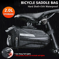 Hard Shell Bicycle Saddle Bag MTB Road Bike Rear Seat Bags Up to 2L High Capacity Waterproof Can Hang Tail Lights
