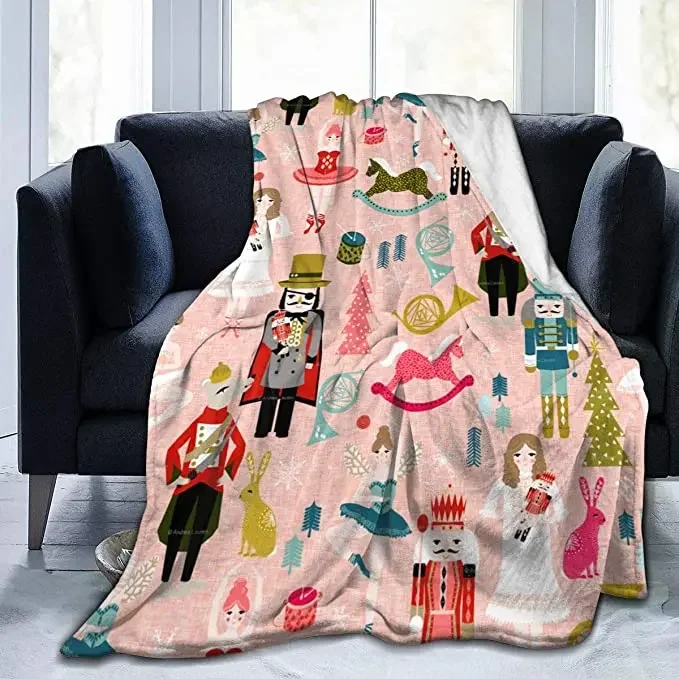 Blanket Nutcracker Christmas Tree Star Throw Blanket Ultra Soft Velvet Blanket Lightweight Bed Blanket Quilt Durable Home Decor