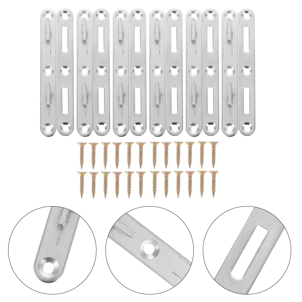 6 Sets Bedframe Hinge Accessories Bed-rail Hardware Supplies Plate Buckle Bedstead Metal Hardwares Brackets Fasteners