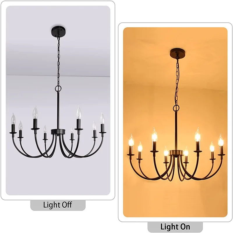 

American Candle Restaurant Chandelier Retro Industrial Style Bar Country Light Wrought Iron Elbow Multi-head Farmhouse Lamp