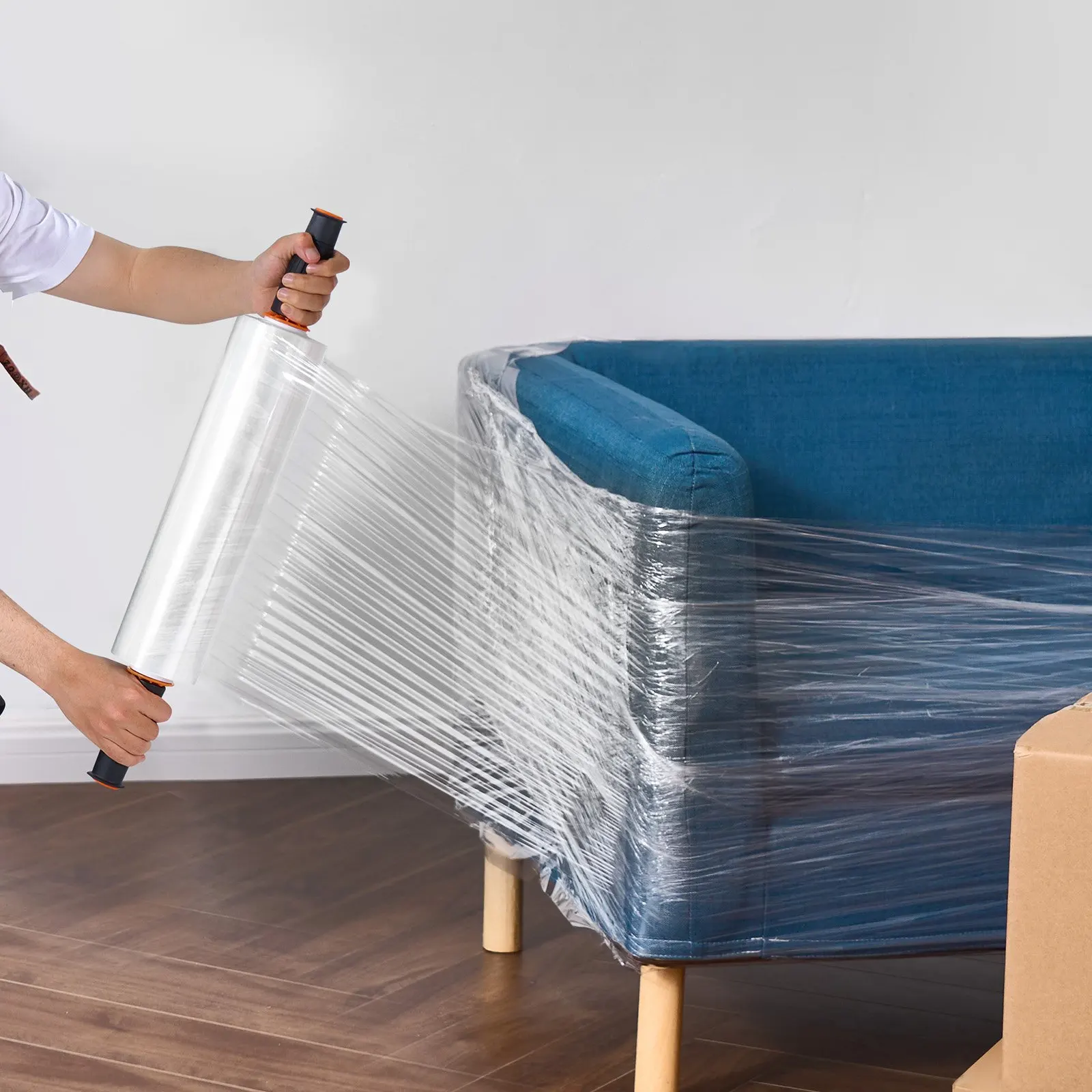 Filme elástico, 15 polegadas x 1200 pés, 2 pacotes, rolo de envoltório elástico durável transparente de força industrial de calibre 80