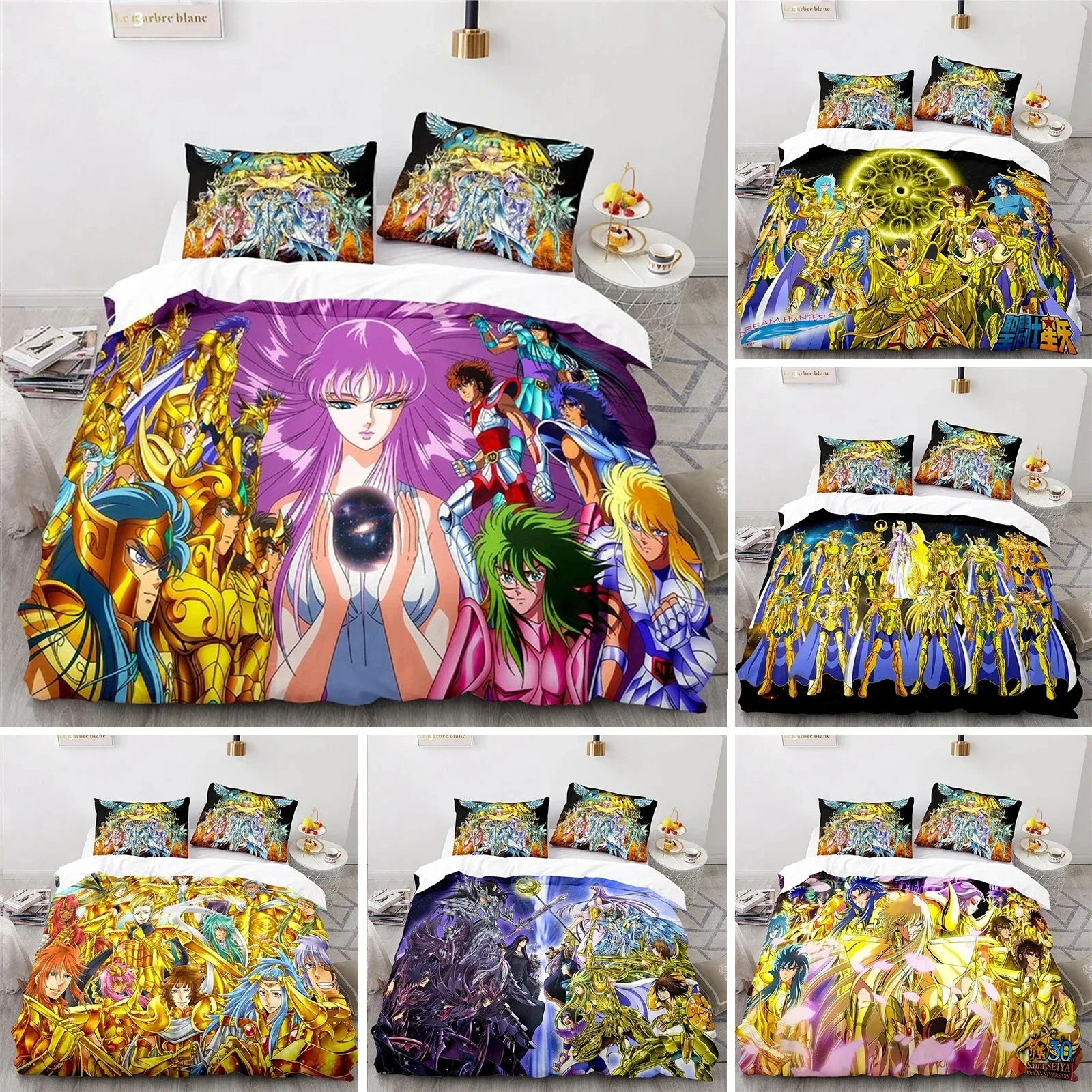 

Anime Saint Seiya Bedding Set Duvet Cover Bedroom Comforter Covers Single Twin King Size Quilt Cover Home Textile