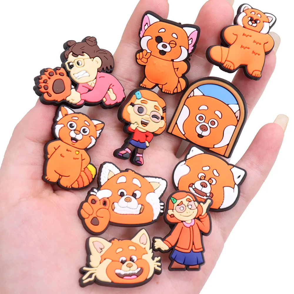 1-24PCS Miniso Disney Turning Red Cartoon PVC Shoe Charms Garden Sandals Shoes Accessories Decoration Buckle For Clogs Pins 