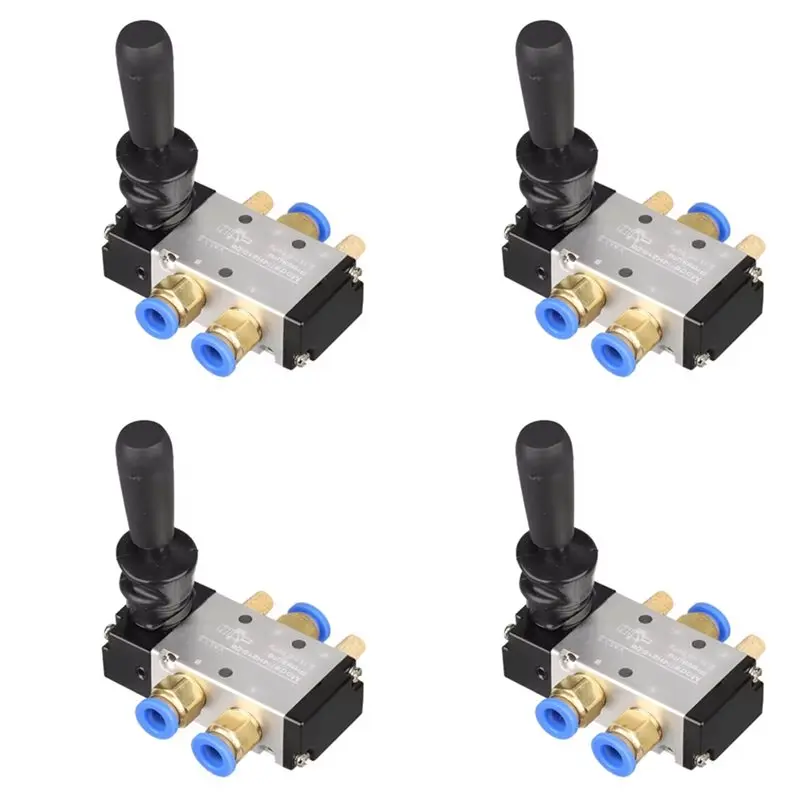 

A96I-4Pcs 5/2 Way Pneumatic Air Hand Lever Operated Valve Manual Control 2 Position 3 5Port Push-Pull 4H210-08