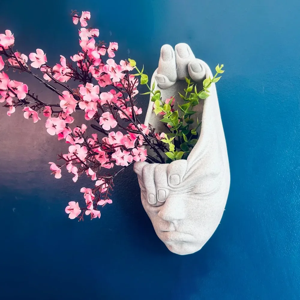 Cross-Border Artistic Face and Palm Shaped Wall-Mounted Planter, Creative Wall Decoration, Suitable for Placing Green Plants
