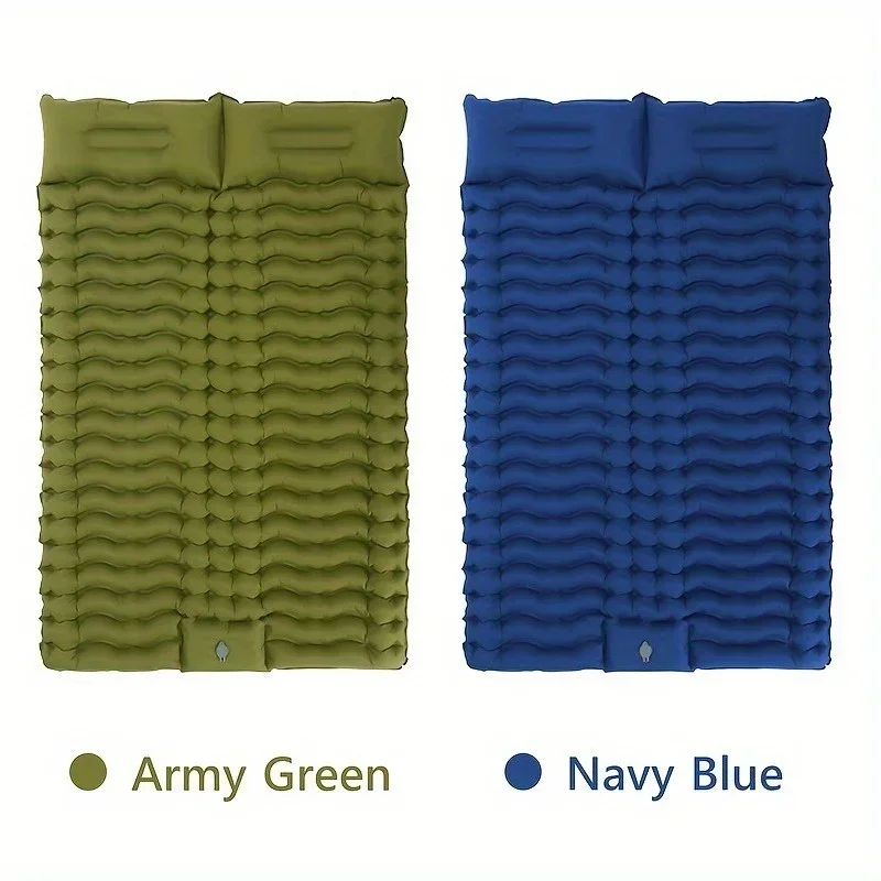 2 Persons Sleeping Pad for Camping Built-in Foot Pump Mat Sleeping Mattress with Pillow for Hiking Outdoor Travel Bed Air Mat