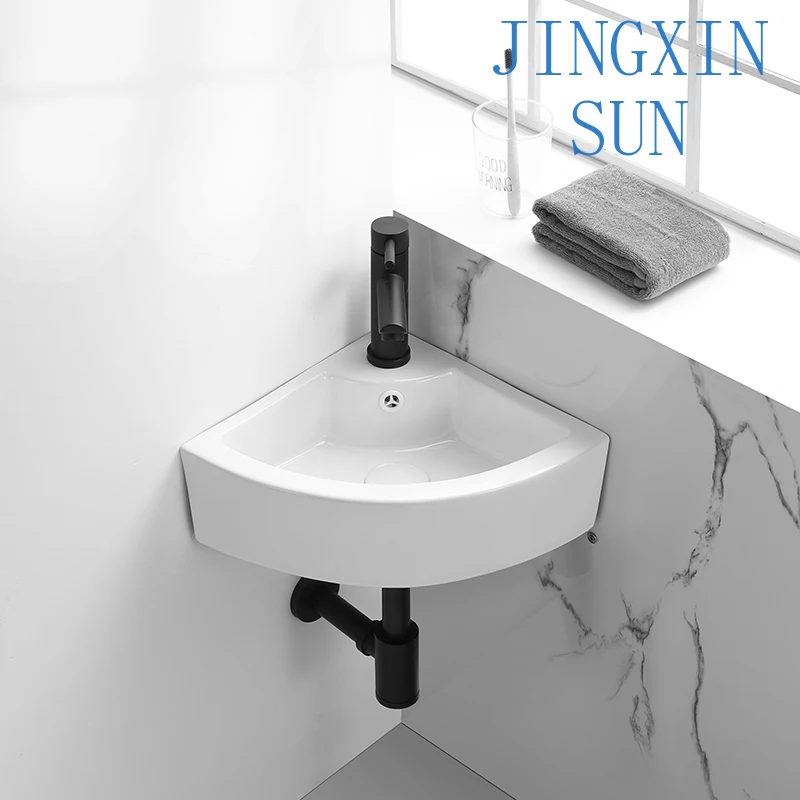 New Household White Corner Mini Triangular Basin Bathroom Ceramic Small Wall Hanging Sink