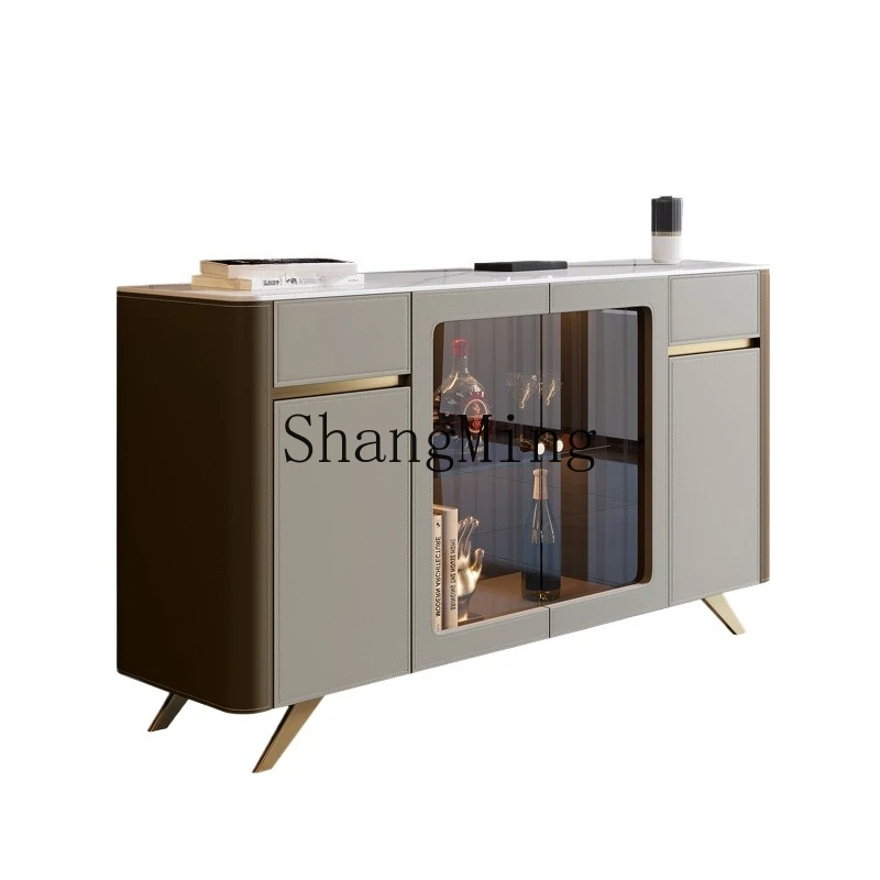 

ZYH light luxury saddle leather dining side cabinet small apartment household wall locker entrance cabinet