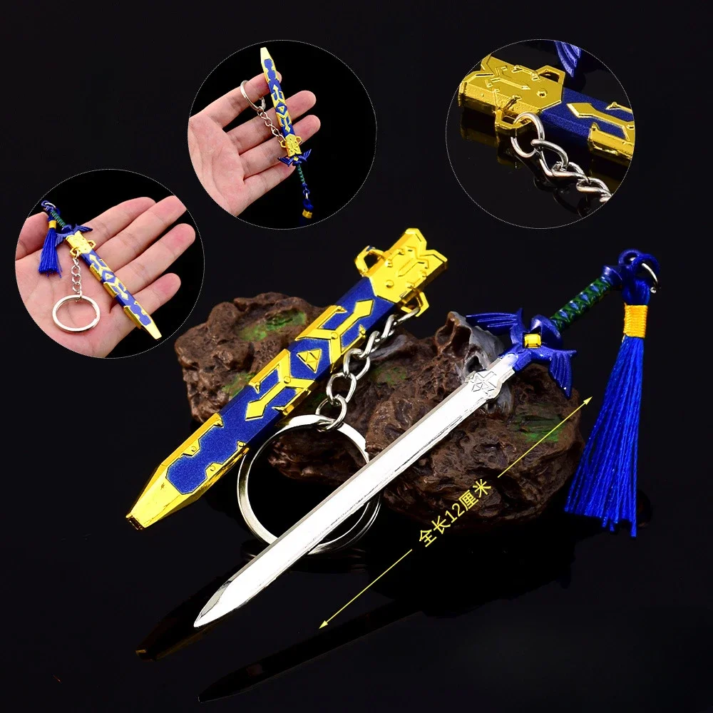 The Hyrule Fantasy Weapon Master Sword Keychain 3 Style 12cm Game Peripheral Metal Weapon Mode Samurai Sword Gifts Toys for Boys