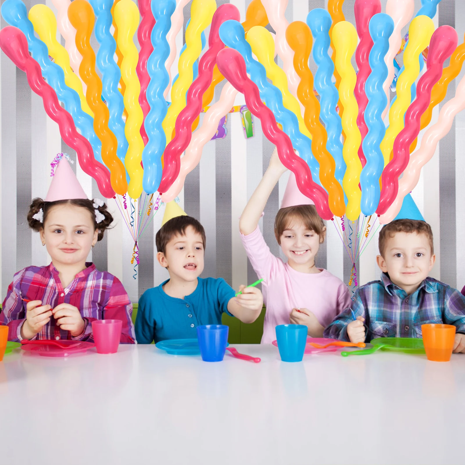 

100Pcs 1.5g Latex Spiral Balloons Not Easy to Break Ideal for Birthday Wedding Anniversary Graduation Celebrations