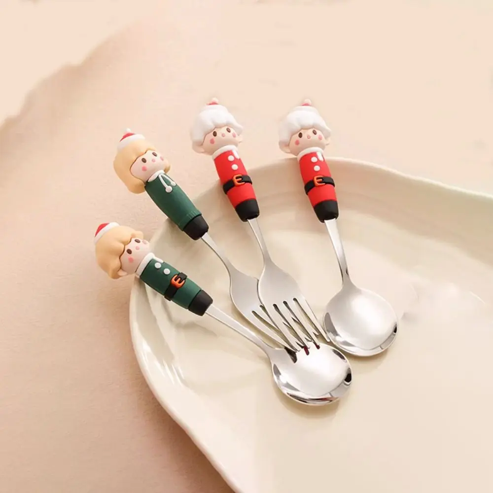 Cuillère à Riz Créative en Acier Inoxydable pour Fille, Fourchette de Noël, Usage Domestique
