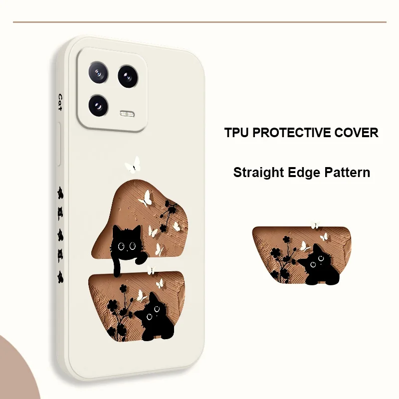 

Cute Cookie Cat Phone Case For Xiaomi Mi 15 14 14T 13 13T 12 12X 12T 12S 11 11T 10 10T 9 9T Pro Lite Liquid Silicone Cover