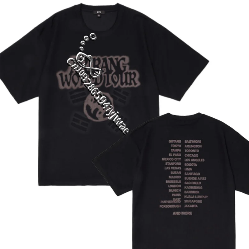 Camisetas de Algodão de Manga Curta para Homens e Mulheres, Estilo Streetwear de Rapper, para a World Tour de Cantores KPOP 2026 e Tour de Cidades do Army