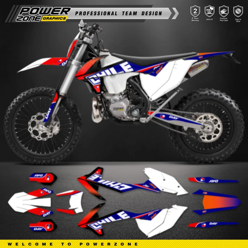 PowerZone Custom Team Graphics Backgrounds Decals Stickers Kit For KTM SX SXF MX 16-18  EXC XCW Enduro 17-19 125 to 500cc 67