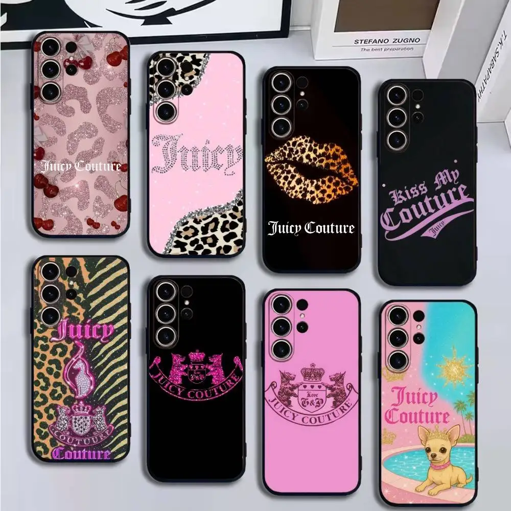 

juicy couture Phone Case For SamsungS25,24,21,22,23,30,Ultra,20,Plus,Fe,Lite,Note,10,9,Soft Black Cover