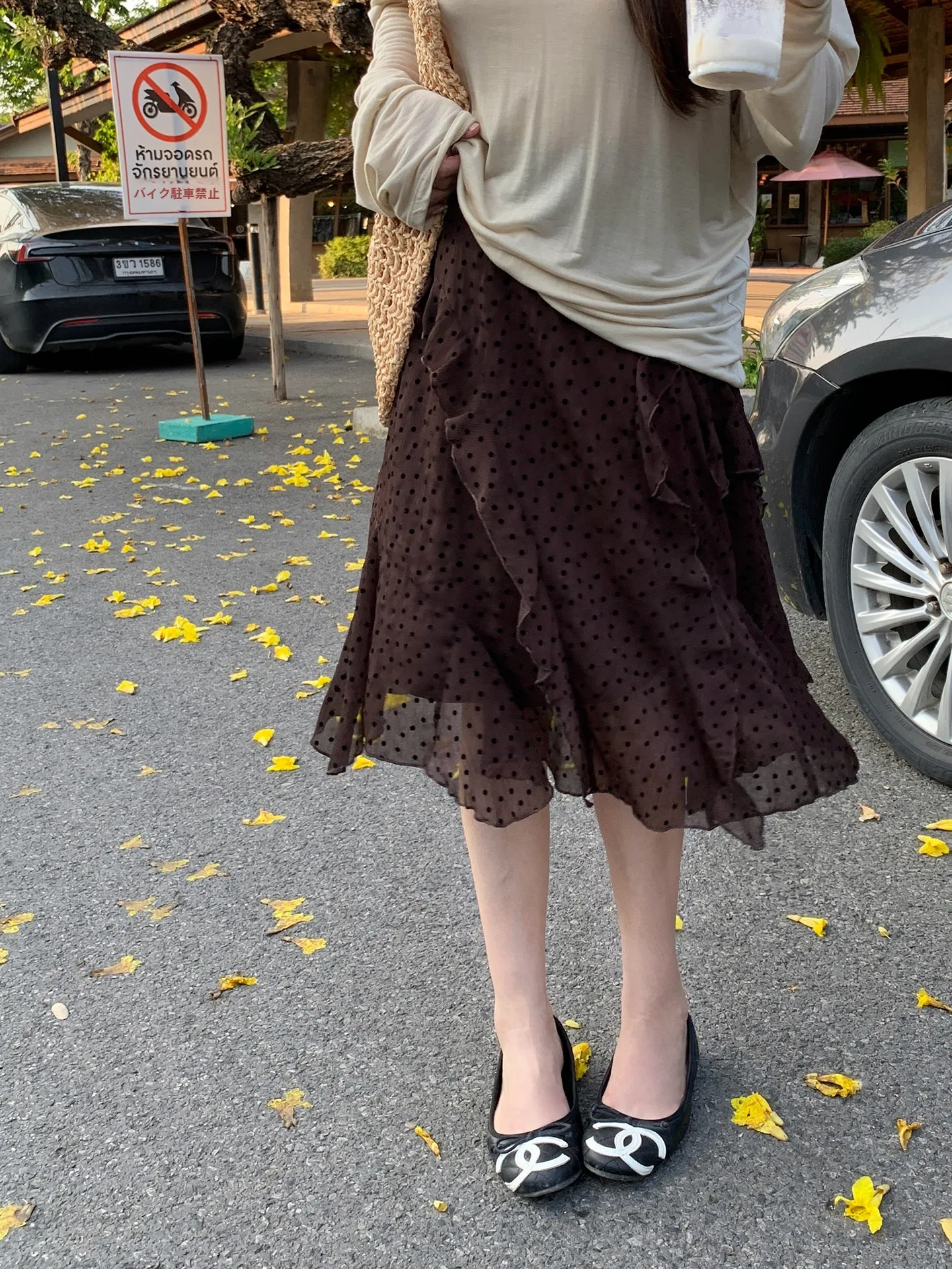 

Юбка EVNSTYLE в горошек с оборками, женская, весна-лето, асимметричная, с завышенной талией, из полиэстера, А-силуэт, дышащая