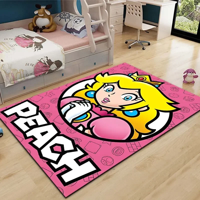 Super Mario Princess Peach Pattern Living Room Bedroom Carpet Bedside Bathroom Floor Mat Girl's Room Non-slipMat Pink Room Decor